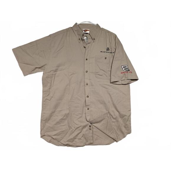 Budweiser Tan Casual Button Down Shirt - Picture 1 of 11